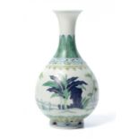 A CHINESE DOUCAI VASE, POSSIBLY LATE 19TH C 15cm h, Qianlong mark ++No cracks or chips, no