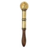 A GEORGE III BRASS TIPSTAFF, DATED 1797 with ball finial, engraved with crown and GR HON.