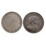 MEDALLION. CHARLES II, CHARLES AND CATHERINE, BRITISH COLONIALIZATION,1670, silver 42mm, 34.1gm,