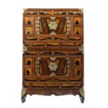 A KOREAN TWO-LEVEL CHEST, LATE 19TH/EARLY 20TH C the front with persimmon panels in pearwood