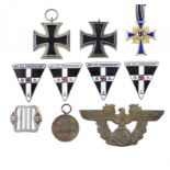 IMPERIAL GERMANY AND THIRD REICH. IRON CROSS 2ND CL 1914 AND 1939 War Merit Medal, Cross of Honour