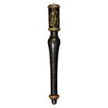 A GEORGE III OR IV TURNED WOOD BALUSTER TRUNCHEON painted in gold with GR cipher on a black