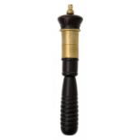 A BRITISH BRASS MOUNTED EBONY TIPSTAFF, EARLY 19TH C with crown form top and orb finial, brass