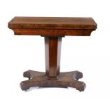 A VICTORIAN ROSEWOOD CARD TABLE, C1850, 73cm h; 44 x 90cm ++Top faded