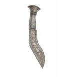 A TURKISH DAMASCENE HILTED DAGGER AND SHEATH, 20TH C with watered steel blade, 23cm l ++In fine