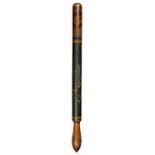 A WILLIAM IV PAINTED WOOD TRUNCHEON painted in polychrome with crown and WIVR on a brown ground