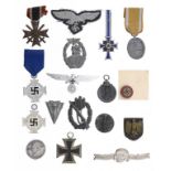 GERMANY, THIRD REICH. A GROUP OF MILITARY AND CIVILIAN AWARDS including Iron Cross 2nd Cl, War Merit