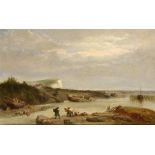 ATTRIBUTED TO CLARKSON STANFIELD, RA (1793-1867) COASTAL SCENE WITH FISHERFOLK indistrincly