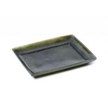 A CHINESE SPINACH JADE MINIATURE TRAY, 19TH C with gently rounded sides, 8.5cm w ++In good condition