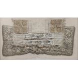 SEVERAL PANELS OF FINELY EMBROIDERED LINEN, WORKED IN SILK IN A VARIETY OF STITCHES WITHFLORAL