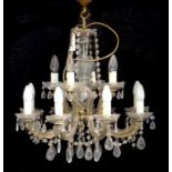 A 1970S GLASS CHANDELIER, 52CM H