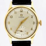 AN OMEGA 9CT GOLD GENTLEMAN'S WRISTWATCH BIRMINGHAM 1957