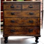 A VICTORIAN STAINED PINE CHEST OF DRAWERS 110CM X 92CM