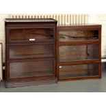AN OAK GLOBE WERNICKE BOOKCASE OF THREE SECTIONS AND ANOTHER SIMILAR