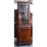 A MAHOGANY CORNER CABINET 180CM H