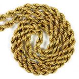 A 9CT GOLD ROPE NECKLET, 20G