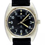 A 1970'S HAMILTON BRITISH ARMY ISSUE TONNEAU SHAPED STAINLESS STEEL WRISTWATCH MECHANICAL MOVEMENT