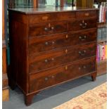 A VICTORIAN MAHOGANY AND INLAID CHEST OF DRAWERS, 120CM W X 121CM H