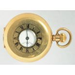 A GOLD PLATED KEYLESS LEVER HALF HUNTING CASED WATCH, EARLY 20TH CENTURY