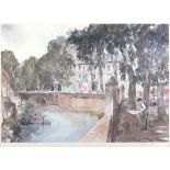 FRANCIS RUSSELL FLINT - THE ARTIST AT HIS EASEL IN THE SOUTH OF FRANCE COLOUR PRINT SIGNED BY THE