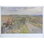 LIONEL EDWARDS THE COTSWOLD AT COMPTON ABDALE COLOUR PRINT SIGNED BY THE ARTIST IN PENCIL