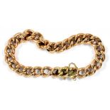 A GOLD CURB BRACELET MARKED 9, 20.8G