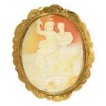 A GOLD BROOCH SET WITH A CAMEO OF A CLASSICAL SCULPTURE 19TH CENTURY