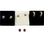 A SMALL QUANTITY OF GEM SET GOLD EARRINGS