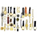 THIRTY ONE VARIOUS STAINLESS STEEL AND GOLD PLATED LADY'S AND GENTLEMAN'S WRISTWATCHES