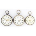 THREE SILVER LEVER WATCHES, C1900