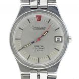 AN OMEGA STAINLESS STEEL ELECTRONIC CONSTELLATION GENTLEMAN'S WRISTWATCH WITH DATE, MAKER'S BRACELET