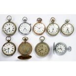 NINE VARIOUS LEVER AND KEYLESS LEVER OPEN FACED AND HUNTING CASED WATCHES, LATE 19TH/EARLY 20TH C