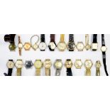 TWENTY TWO MISCELLANEOUS STAINLESS STEEL AND GOLD PLATED LADY'S AND GENTLEMAN'S WRISTWATCHES