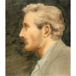 †WALFORD GRAHAM ROBERTSON, RBA, ROI, RP (1866-1948) MALE HEAD STUDIES IN PROFILE watercolour, 17 x