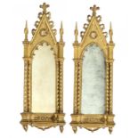 A PAIR OF ITALIAN GOTHIC STYLE GILTWOOD MIRROR OR PICTURE FRAMES, LATE 19TH C 69cm h ++In good