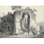 WILLIAM PEARSON (1772-1849) LILLESHALL ABBEY SHROPSHIRE pen, ink and wash, en grisaille, 12.5 x 17.