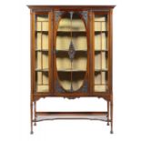 AN EDWARD VII CARVED MAHOGANY CHINA CABINET, C1910 182cm h; 45 x 125cm ++In good condition