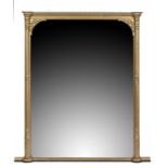 A VICTORIAN GILTWOOD AND COMPOSITION OVERMANTLE MIRROR 180cm h, 164cm w (overall) ++The frame gold