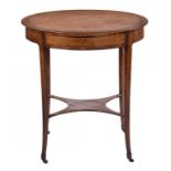 A GEORGE III MAHOGANY OCCASIONAL TABLE, C1800 fitted with a drawer, on brass drum castors, 74cm h;