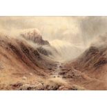 FREDERICK TUCKER (C1860-1935) STORM IN A VALLEY signed, watercolour, 34 x 49cm ++An atmospheric