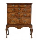 A GEORGE II WALNUT CHEST ON STAND, C1740 162cm h; 60 x 100cm ++Elements associated and old