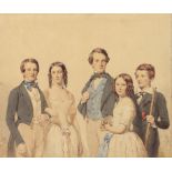 KENNETH MACLEAY, ARSA, RSW (1802-1878) A FAMILY GROUP signed and dated 1848, watercolour, 28 x 35.