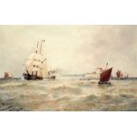 THOMAS BUSH HARDY, RBA (1842-1897) OFF AMBLETEUSE signed, dated 1894 and inscribed, watercolour,