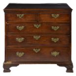 A GEORGE III MAHOGANY CHEST OF DRAWERS, LATE 18TH C 82cm h; 51 x 85cm ++Veneer on top back edge