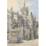 JOHN FULLEYLOVE RI (1847-1908) ST GILES CATHEDRAL EDINBURGH signed, watercolour, 25 x 17cm