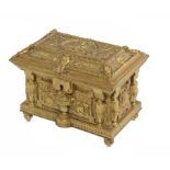 A FRENCH RENAISSANCE REVIVAL GILT BRASS JEWEL CASKET, PALAIS ROYAL, C1880 the interior lined in