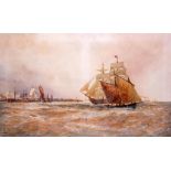 THOMAS BUSH HARDY, RBA (1842-1897) OFF CALAIS signed and inscribed, watercolour, 65 x 105cm ++In