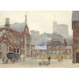 GEORGE MOORE HENTON (1861-1924) SOUTH WEST STATION AND ROUND TOWER WINDSOR signed and dated 1895,