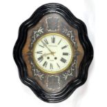 A FRENCH EBONISED WALL CLOCK THE ENAMEL DIAL INSCRIBED FROUBERDIT PARIS WITH PIERCED HANDS AND