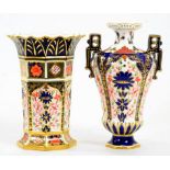 A ROYAL CROWN DERBY IMARI VASE WITH FLARED OCTAGONAL SHAPE 14.5CM H PRINTED MARK EARLY 20TH